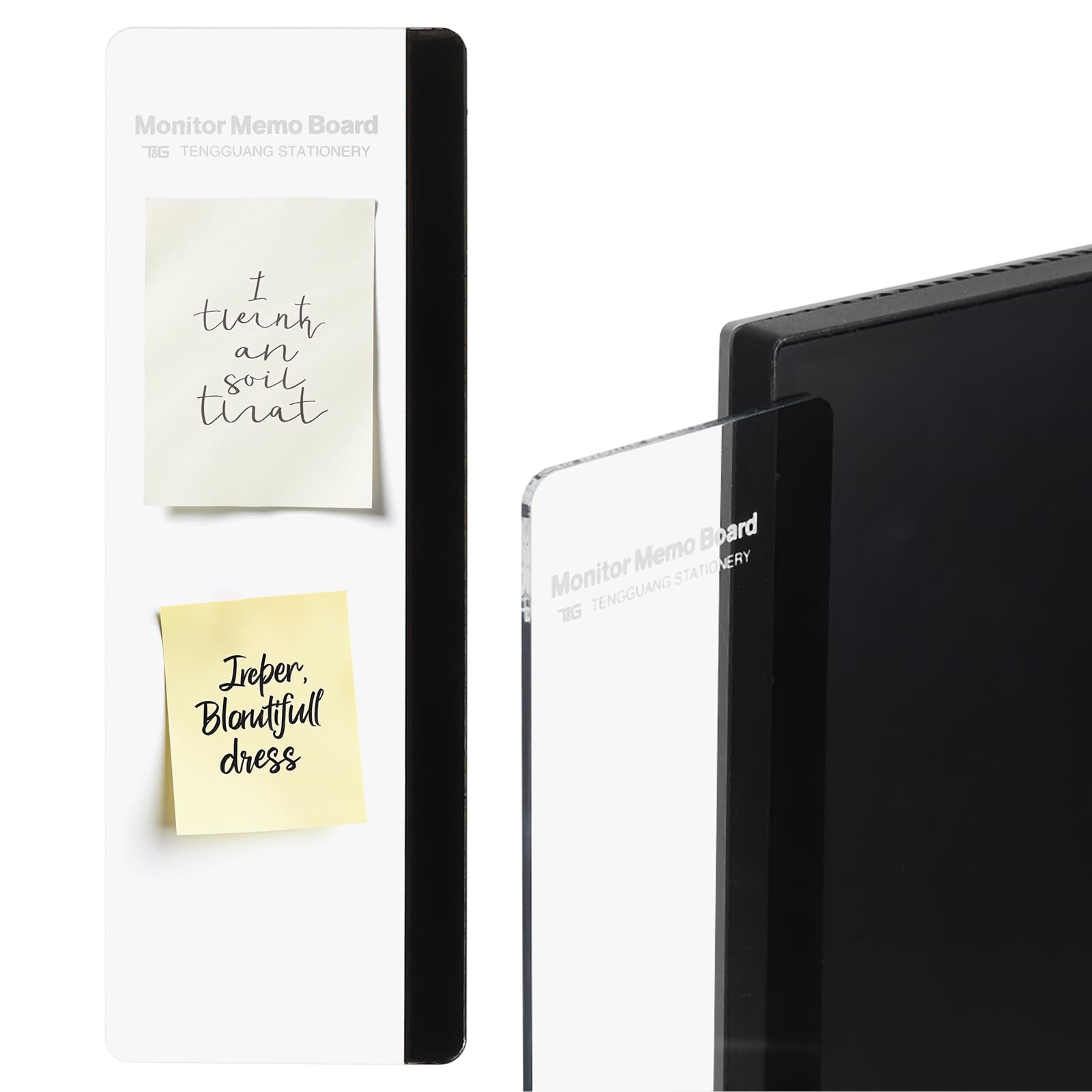 PATIKIL Monitor Memo Board, Transparent, Black Standard Left Self-Adhesive Sticky Note Holder Side Note Attachment Computer Accessories for Home Office Computer Monitor Screen, 1 Pcs