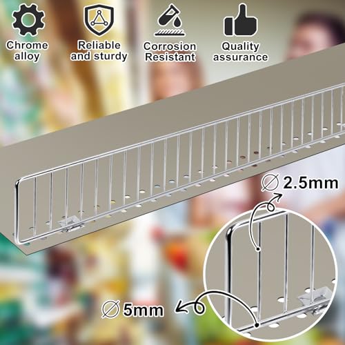 Yaocom-10-Pcs-Gondola-Shelf-Fence-36x3-Retail-Front-Wire-Guard-Rail-Dividers-Metal-Gondola-Shelving-Display-Accessories-Chrome-Commodity-Organization-for-Supermarket-Retail-Stores-Fruit-Fresh-Food