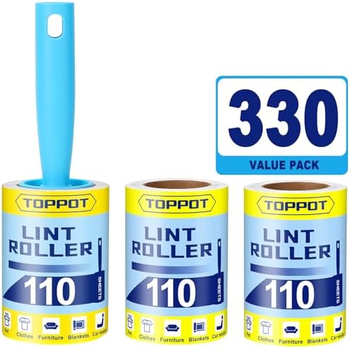 Lint Roller, 330 Sheets Lint Rollers for Pet Hair Extra Sticky, Lint Rollers for Clothes (1 Handles + 3 Refills) Pet Hair Remover Roller, Dog & Cat Hair Lint Remover, Strong Sticky Lint Roller Lint Roller, 330 Sheets Lint Rollers for Pet Hair Extra Sticky, Lint Rollers for Clothes (1 Handles + 3 Refills) Pet Hair Remover Roller, Dog & Cat Hair Lint Remover, Strong Sticky Lint Roller
