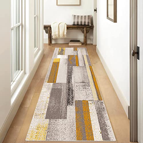Siunwdiy Teppich Läufer Flur Küche 40x100cm Gelb Patchwork Teppichläufer rutschfest Küchenläufer Waschbar Korridor Teppich Lang Küchenteppich Teppichmatten Länge Anpassbare, 40-100cm Breit