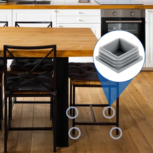 Image of uxcell 1 9 /16 inch (40mm) Square Tubing End Caps, 16 Pcs Plastic Hole Plugs Insert End Cap for Metal Tubing Post Chair Leg Table Bookshelves Furniture, Grey