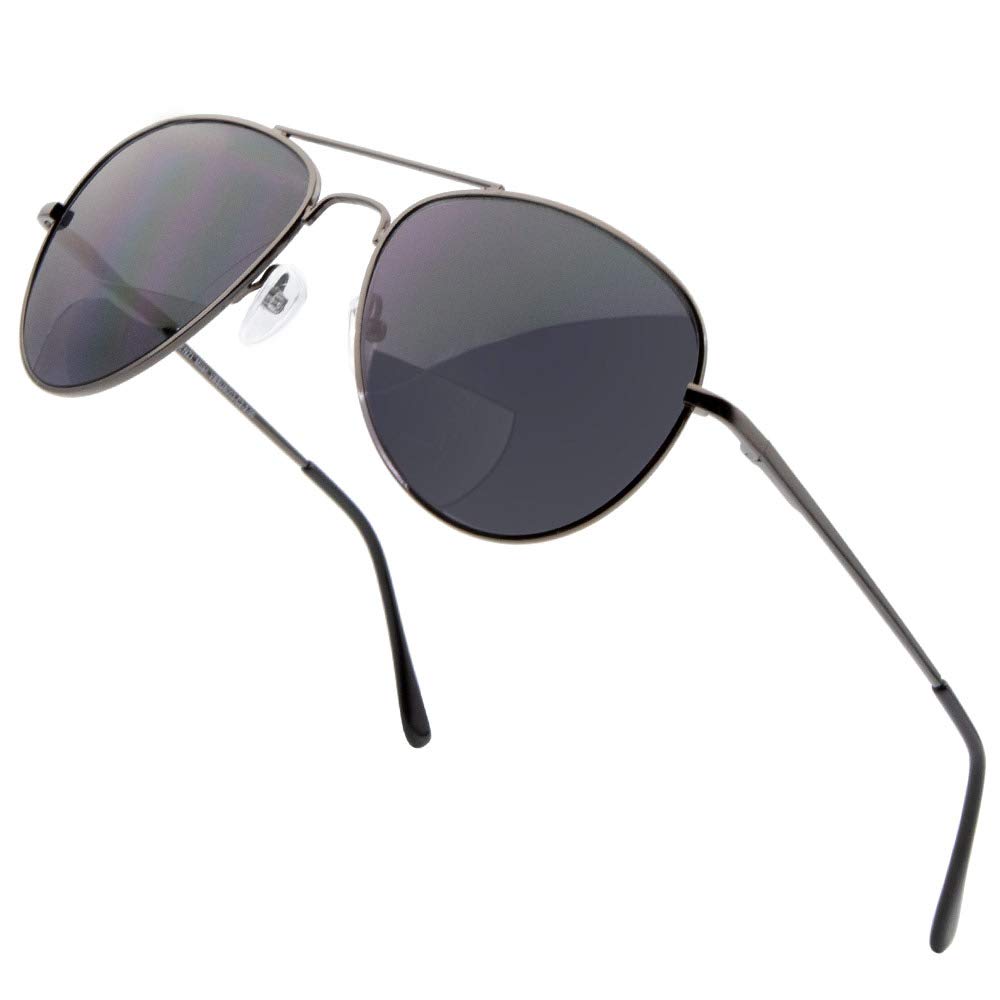 Bifocal Sunglasses Aviator Readers for Reading Under The Milan Sun in Gunmetal Rx 2.00