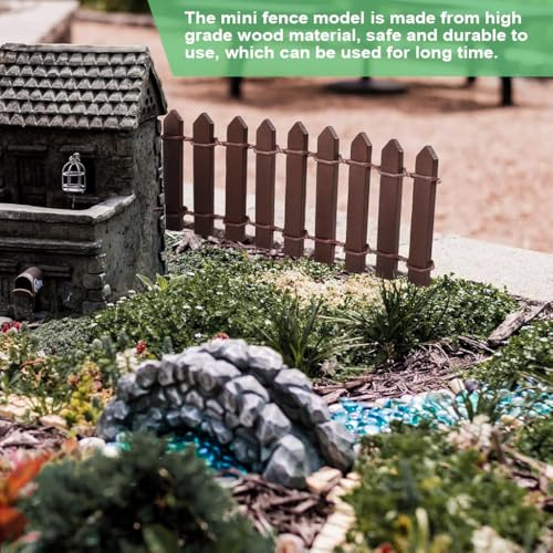 ORTIZA&reg; 2Pcs Miniature Garden Fence Decorative, 90cm Length Wood Picket Fence for DIY Miniature Garden, White & Brown Decorative Fence, Garden Fencing for Plant, DIY Miniature Fairy Garden Decor