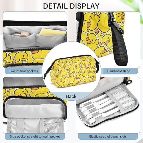 Image of Rubber Ducks Yellow Print Pencil Case Pouch Big Capacity Pencil Bag Box Organizer Pen Case with Compartmens Stationery Organizer for Girls Boys Women School College Office