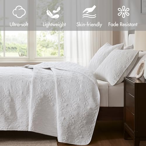 Image of Madison Park Luxurious Cotton Damask Quilt Set, 2PC Twin /Twin XL Bed Set
