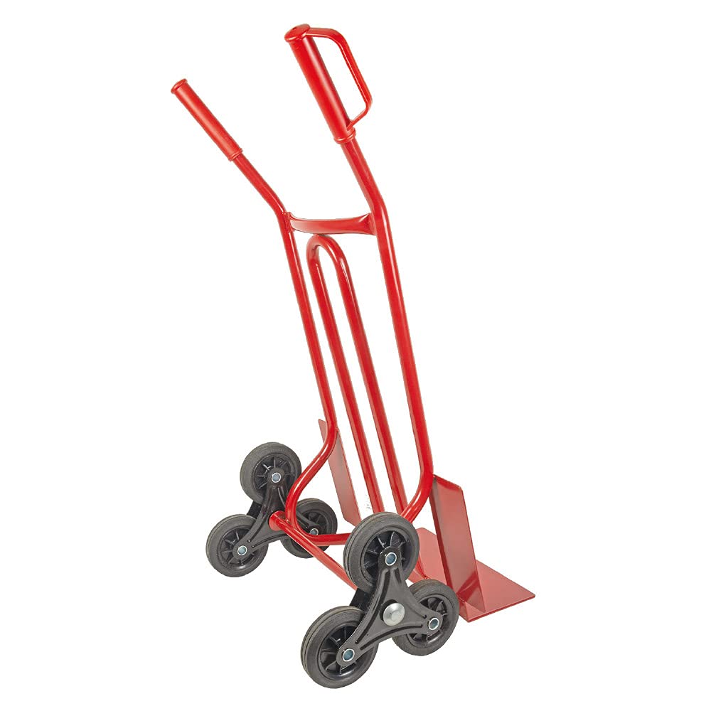 TRESTLES S01HS Rot Sackkarre | Treppensteiger | Sternräder | Stahlgestänge | pannensicheres Rad | 250 kg Tragkraft | Made in EU