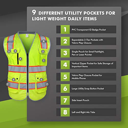 Amoolo ASV2004YOTL Safety Vest With 9 Pockets thumb #4