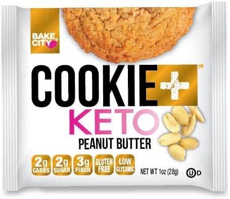 Bake City Cookie Plus Keto | Keto Cookies, 2g Net Carbs, No Palm Oil, Good Fats, 5g Protein, Kosher, No Artificial Flavors (Peanut Butter, 10 Cookies) (Peanut Butter)