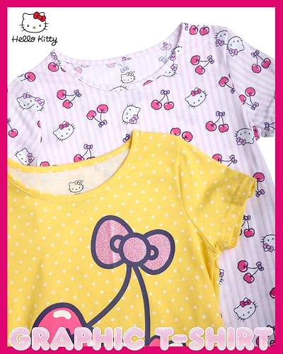 Hello Kitty Girls T-Shirt - 2 Pack Short Sleeve Graphic T Shirts for Girls (4-12)2