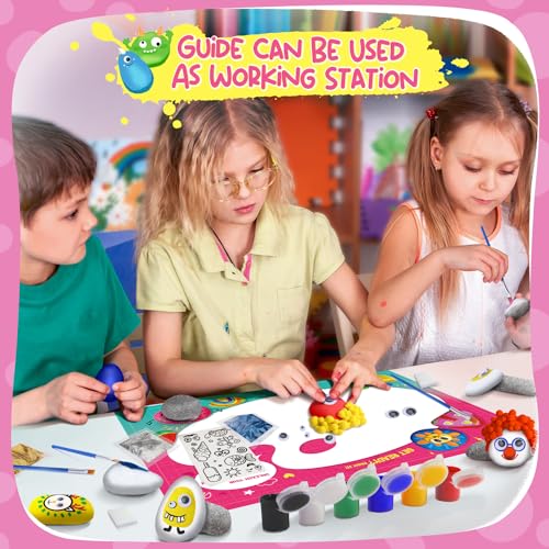 Byncceh Kit Pittura di pietra per bambini Colori