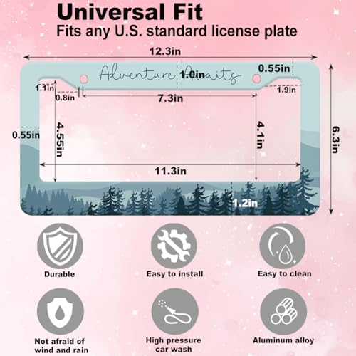 Meigfedam Blue Mountain License Plate Frame Women Men 2Pc Adventure Car Tag by Meigfedam - Used condition - Image 4