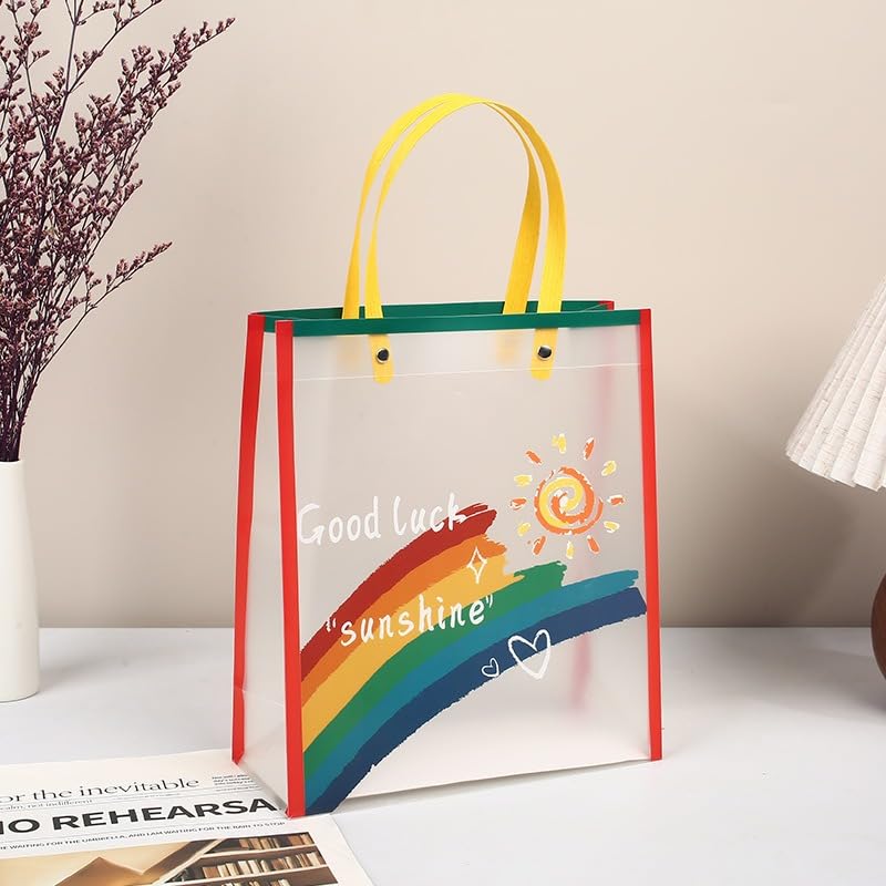 SATYAM KRAFT 6 Pcs Reusable Goodie Bags | Elegant Gift Bags for Her/Him Wedding Return Favors, Engagement Hampers, Marriage, Birthday & Festival Gifting | Handle Hamper Shopping Carry Bags (Rainbow theme bag - Big)-image-49