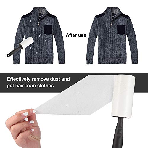 Commema Lint Rollers For Pet Hair Extra Sticky, Pet Hair Remover, Lint Remover, Lint Roller Set Brush For Dog & Cat Hair Removal, Clothes, Furniture, 2 Handles With 4 Refills, 240 Total Sheets #TOP3