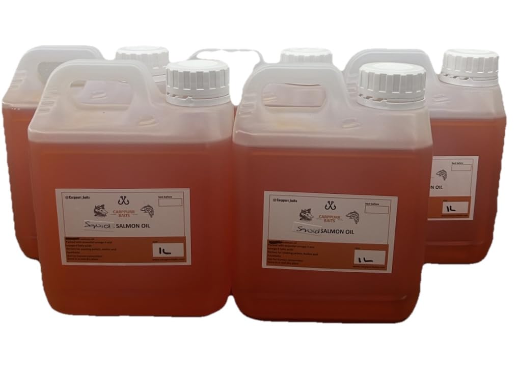 Carppurr baits 500ml-1L-2L-3L-5L - Squid Flavoured Salmon Oil – High Attraction Fishing Oil for Carp, Catfish & Coarse Fishing – Liquid Pellet & Bait Booster (5 litre)