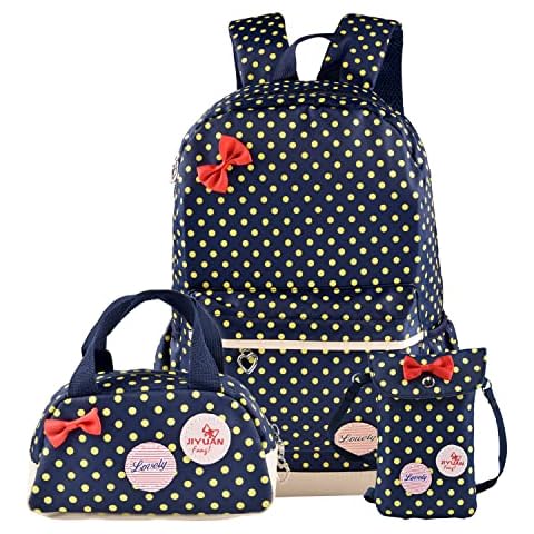 YULLING Girls School bag Bowknot 3pcs Kids Book Bag Cute Backpack Set with a Shoulder Bag + Handbag Cover