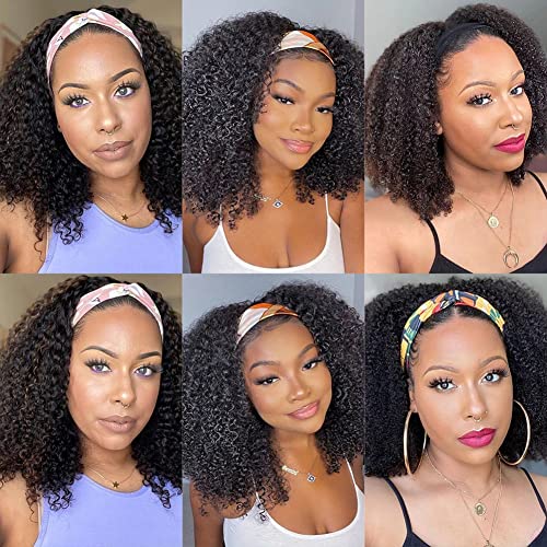 Image of ISEE Afro Kinky Curly Headband Wig Human Hair Glueless Wig for Women 20Inch