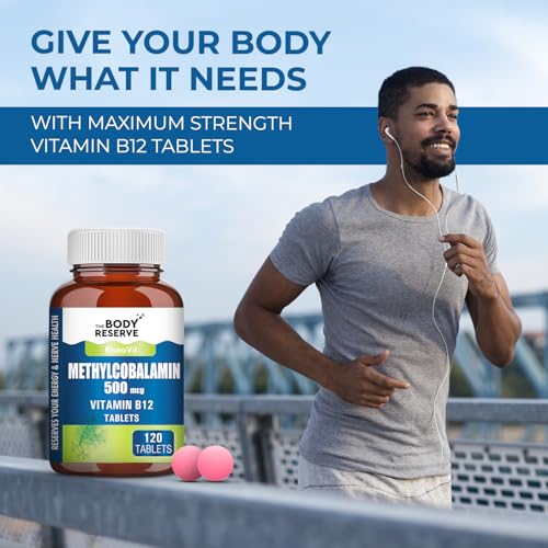 Image of THE BODY RESERVE Vitamin B12 Supplements Methylcobalamin 500 Mcg Tablets | Active For Men & Women 120 Veg (4-Month Supply)