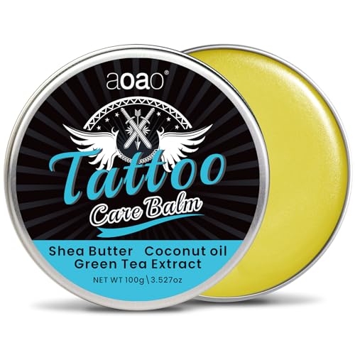 Tattoo Aftercare Healing Balm for Long-Term Maintenance, Daily Tattoo Moisturizer & Brightens Old Art, Premium Organic Formula, Petroleum-Free, Travel Portable Aluminum Case, 100g/3.527oz