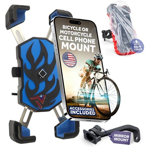Image of Terminal Velocity Sport - Motorcycle Phone Mount - Bike Cell Phone Holder - Bike Phone Mount, for iPhone & Android - Fits Harley Davidson, eBike, ATV, Bicycle - Incl. Mirror & Rain-Cover