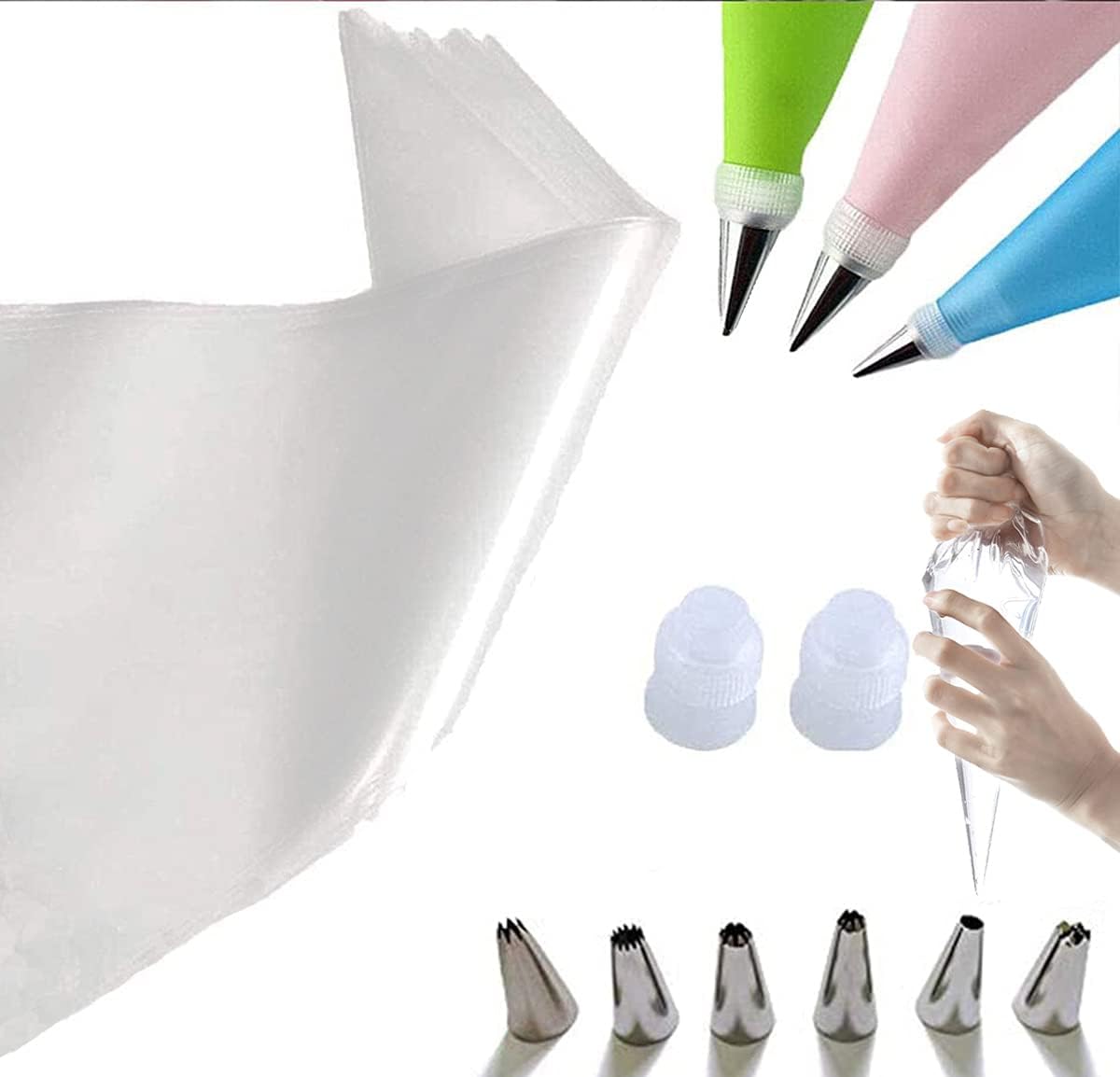 Bolsas grandes para decoración de pasteles, bolsa de pastelería de 16 pulgadas, bolsa de pastelería desechable, juego de bolsas de pastelería para