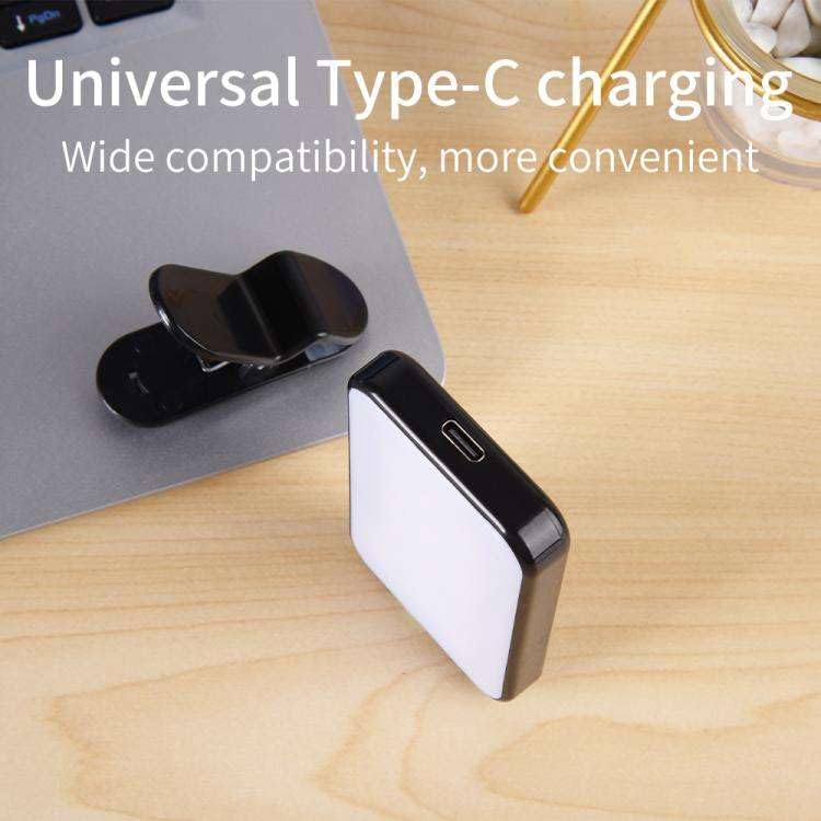 Image of FKU LED Cube Light with Clip - Type-C Rechargeable, Adjustable Brightness, Selfie & Video Lighting (Pocket Rechargeable Led Selfie Light)