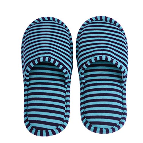 Dioche Zapatillas de Viaje para Hombre, Plegables, de Algodón, Eva, Portátiles, Plegables, Reutilizables, para Interiores, Suaves, de Algodón, Antideslizantes (rayas Maneen) (Rayas