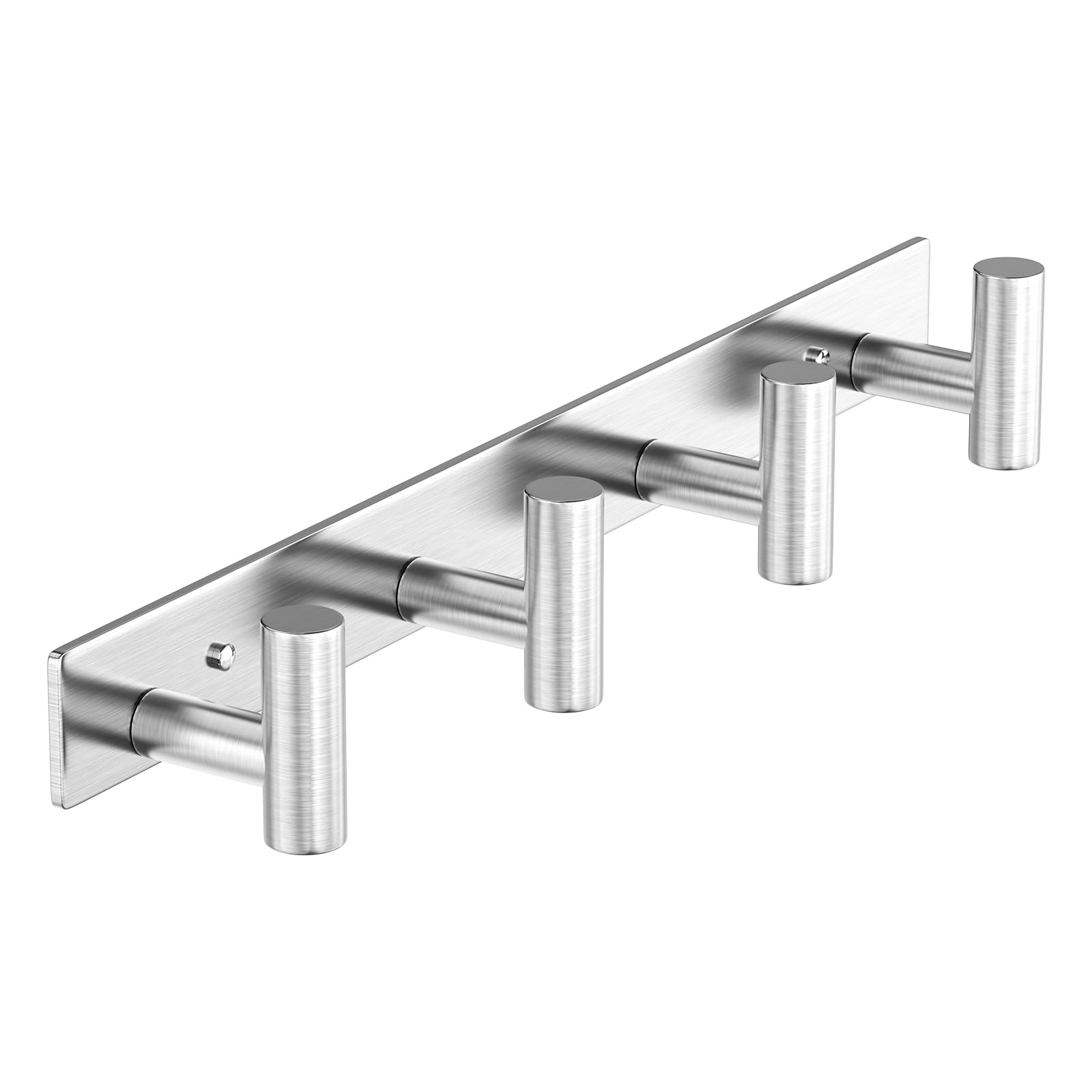 HUFEEOH Coat Rack Wall Mount, Silver T Shaped 4 Hooks Coat Hooks for Bathroom, Heavy Duty Wall Hooks Towel Hooks for Hanging, Stainless Steel Purse Hanger Towel Rack for Mudroom Bathroom Entryway
