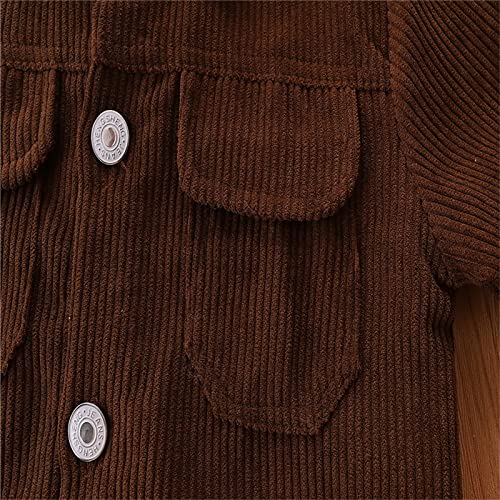 Kids Toddler Boy Fall Outfits Autumn Winter Ribbed Solid Cotton Long Sleeve Coat Classic Cozy (>2-Coffee, 5-6 Years)4
