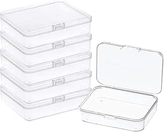 Goiio 6 Pcs 5.6x4.2x1.8 Inches Clear Rectangle Box for Collecting Small Items, Beads, Game Pieces, Business Cards, Crafts Accessories