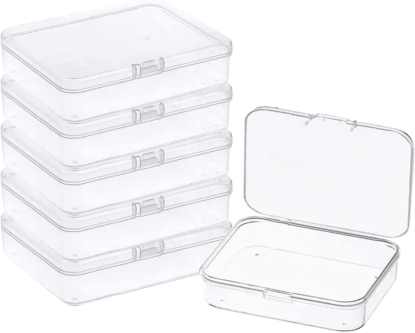 12 Pcs 5.6x4.2x1.8 Inches Clear Rectangle Box for Collecting Small Items, Beads, Game Pieces, Business Cards, Crafts Accessories