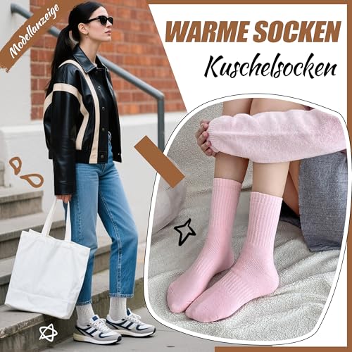 EBMORE Damen Merino Wollsocken 5 Paar in Lila/Rosa/Grau/Schwarz – Bild 5