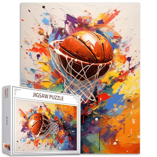 Thème de Basket 1000 Pièces Jigsaw Puzzle pour Adultes - Sport Graffiti Style Slam Dunk - Défi Parfait pour les Nuits de Jeu - Cool pour Garçon &amp; Homme