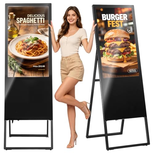 Image of VEVOR 32 in Indoor Digital Signage Floor Standing Advertising Display Kiosk, WiFi HDMI /USB Input Android OS, 178 Wide View, LCD Touchscreen Interactive Monitor, Commercial Totem Vertical Poster