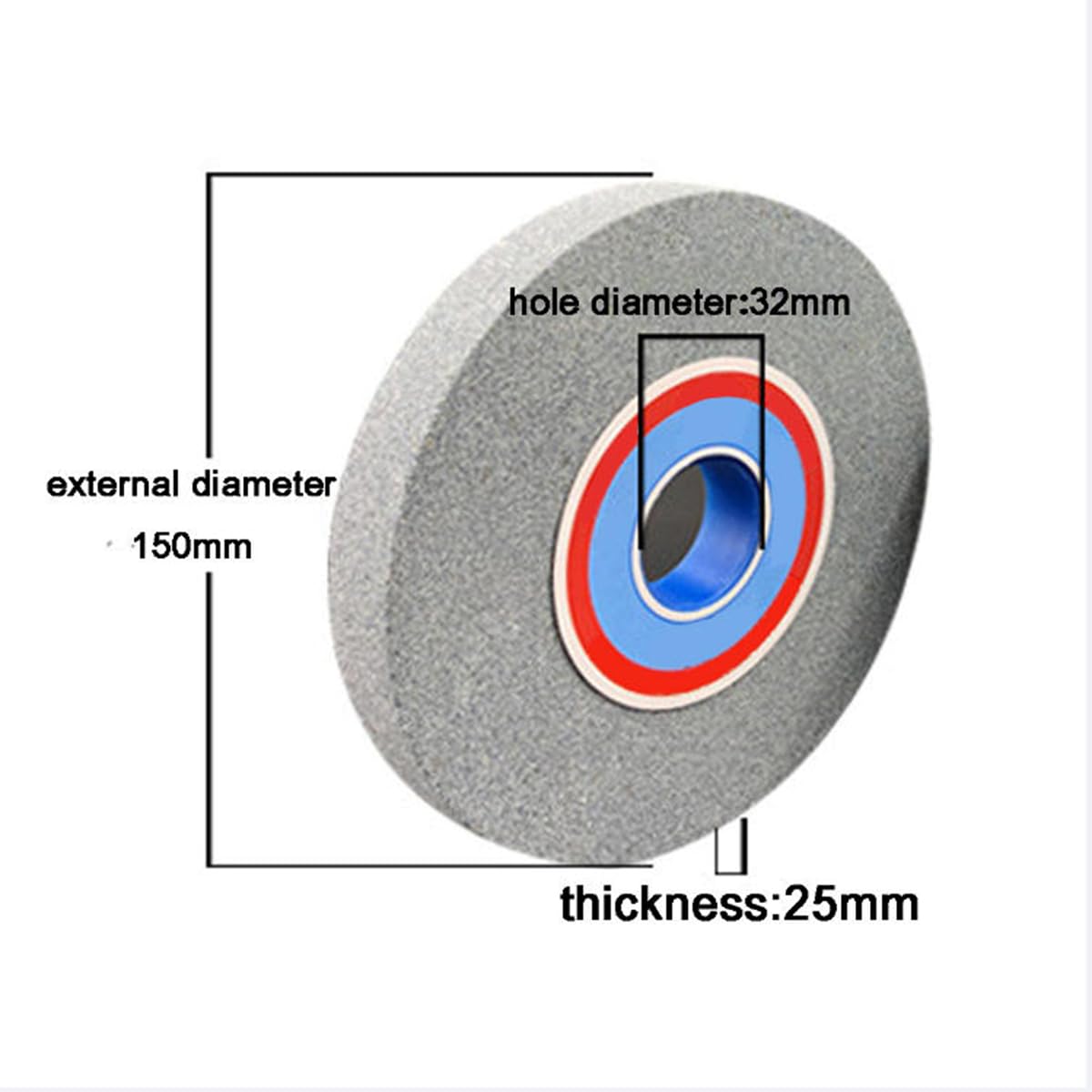 Meule pour Touret Corindon Brun Meule,Diamètre Extérieur 150mm Diamètre Épais 25mm du Trou 32mm,60grit