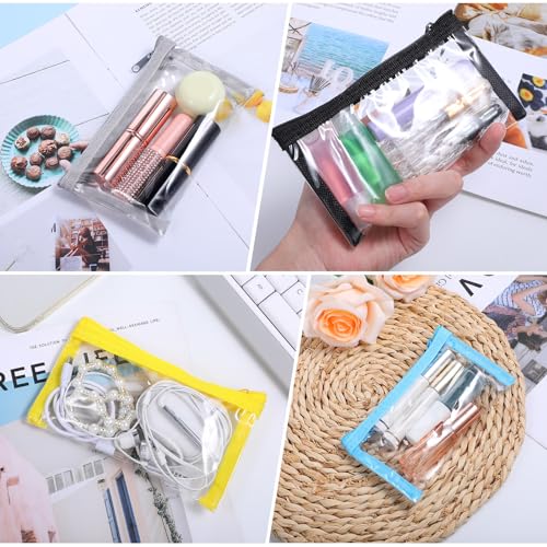 4Pcs Small Clear Makeup Bag 6.10 x 3.54inch Waterproof Clear Travel Bags Cosmetic Bags Zipper Pouches Multipurpose Makeup Pouches for Daily Toiletries Travel Office Supplies4