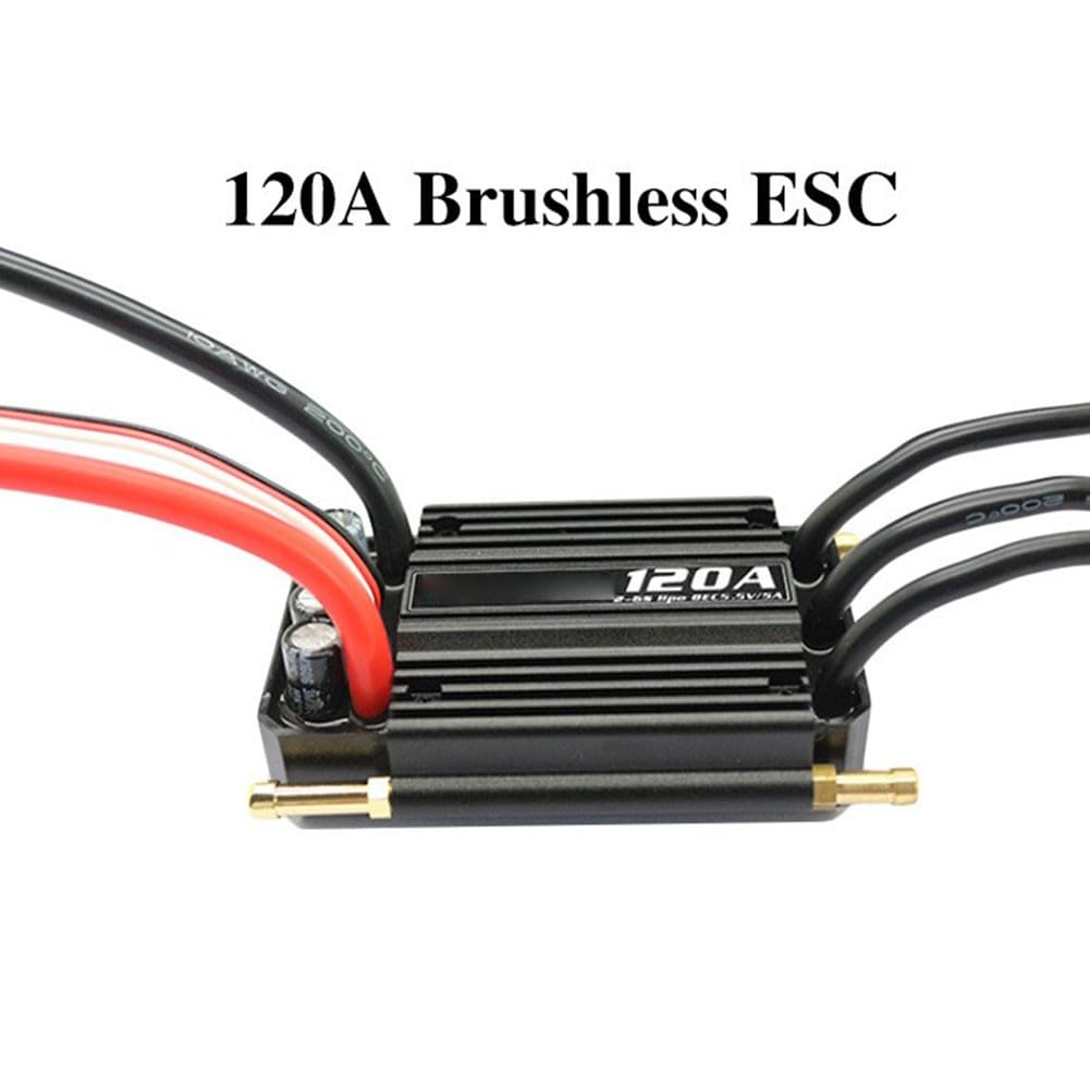 Bezszczotkowy regulator ESC do modeli statków RC 2-6S LiPo z 5,5 V/5 A BEC, wodoszczelny, regulowany, zabezpieczenie przed przegrzaniem