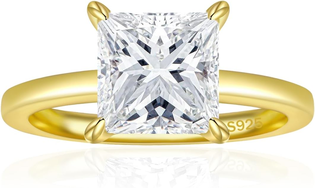 1.25/3CT 925 Sterling Silver Engagement Rings for Women Princess Cut Solitaire Cubic Zirconia Wedding Rings for Women Promise Rings for Her Size 4-12.5