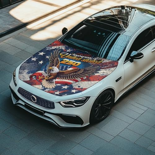Image of Renewold 250th Birthday American Car Hood Cover Wrap Auto Hood Decoration Indoor Outdoor Blanket Exterior Car Accessories Elastic for Family Friend Boss for Holiday Festival Party Street
