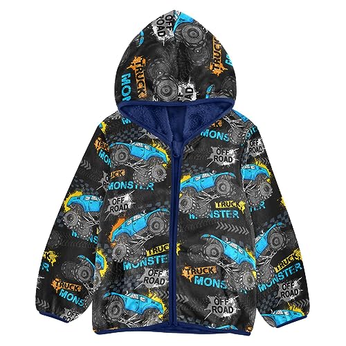 Image of Aflyko Boys Fleece Coat Blue Zip-Up Hoodie Girls Outerwear Kids Hooded Jacket