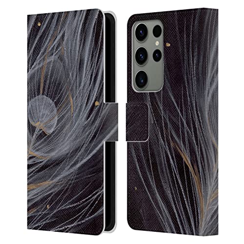 Étui cuir Samsung S23 Ultra 5G Mai Autumn Blanc Plumes protection clapet