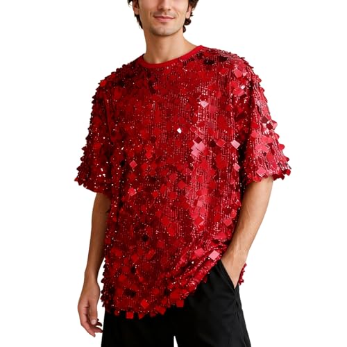 Pull à paillettes homme haut de scène brillant aux finitions soignées