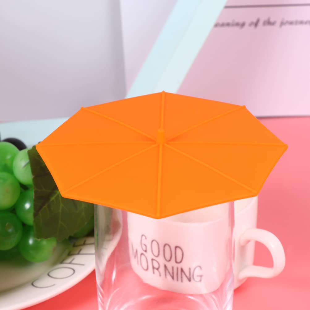 BESTonZON 5 Stücke Silikon Tasse Deckel Becher Abdeckungen Regenschirm Glasabdeckung Anti Becherdeckel Tassendeckel Silikondeckel für Tassen Becher Trinkgläser Schüssel