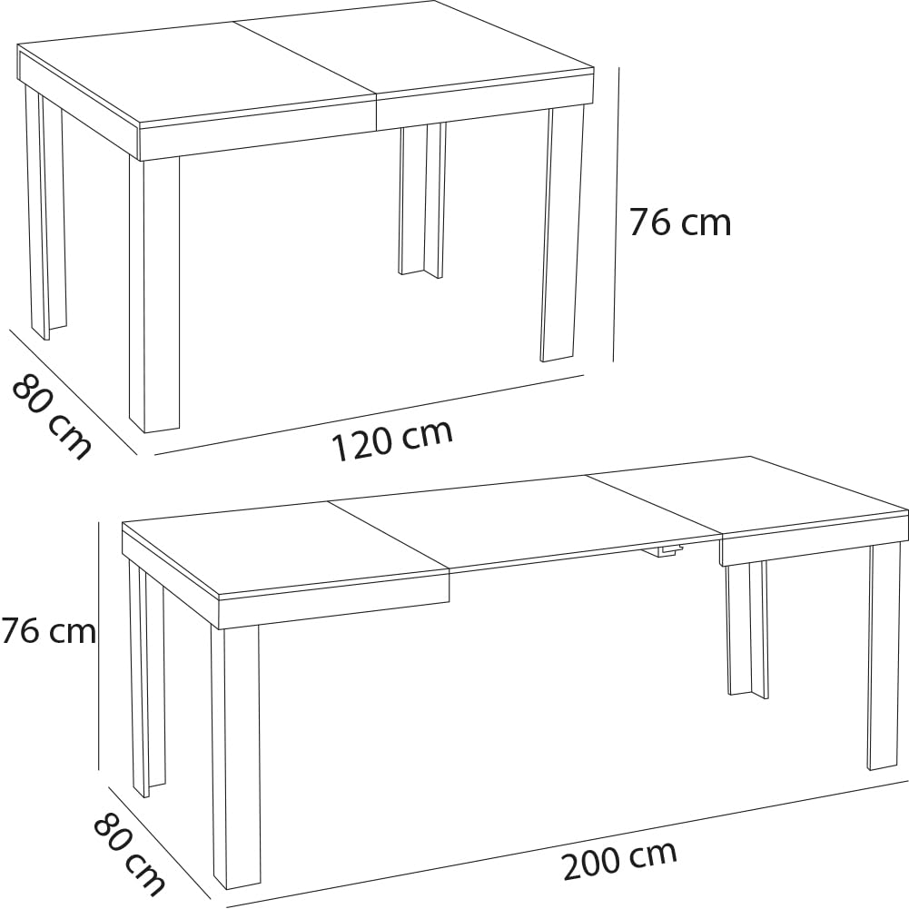 Shally Dogan Tavolo Allungabile da 4 a 6 Posti per Sala da Pranzo e Cucina, Tavolo Estensibile da 120 a 200 cm con Apertura a Scorrimento, Struttura Robusta, Design Moderno Salvaspazio (Olmo)