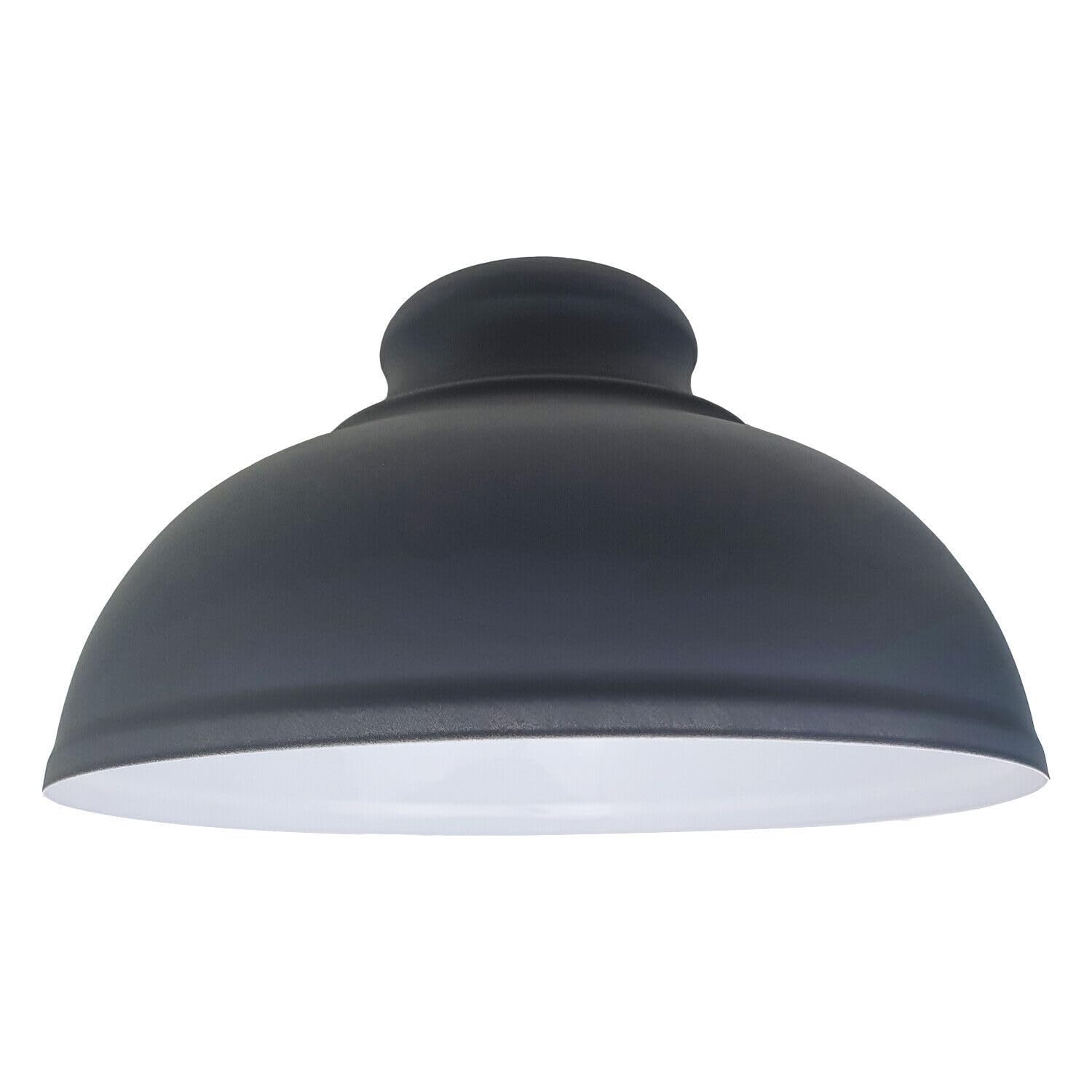 LEDSone Metal Easy Fit Lampshade Retro Industrial Ceiling Lighting Shade Hanging Pendant 29cm Curvy Shade Light Fixture for Kitchen Dining Room Lights E27 (Black Inner White) โ image 1