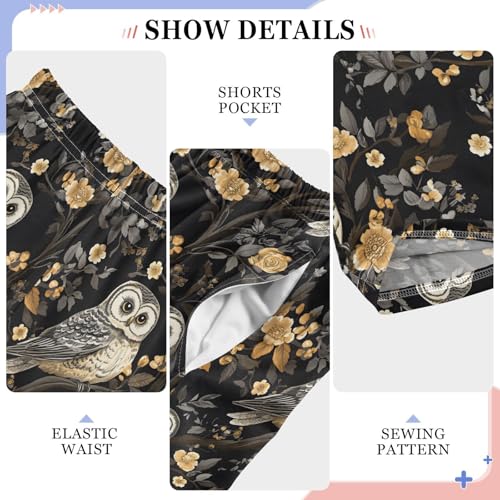 Pajama Pants Owls Flower Tree PJ Bottoms Sleepwear Lounge Sleep Pant with Pockets4