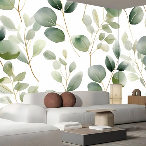 Papier peint panoramique feuilles d'eucalyptus salon 3D - 3