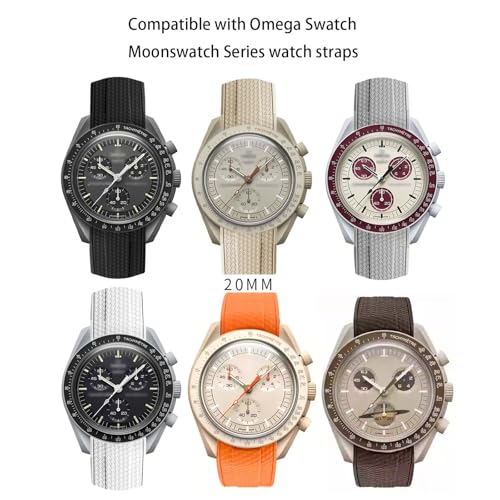 Image of Silicone Rubber Bands for Omega X Swatch Moonswatch Watch Strap 20mm Curved End Weave Style Premium Silicone Rubber Replacement Strap Women Men,for Omega Swatch Moonswatch Speedmaster