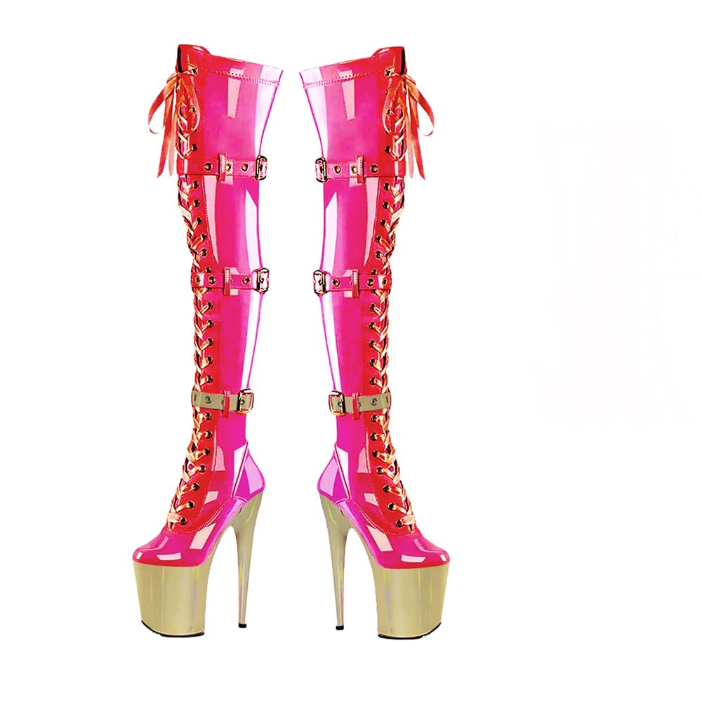 denova's Bottes à talon très haut à lacets pour femme avec fermeture éclair