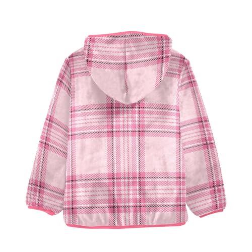 OTVEE Pink Valentine Plaid Checkered Kids Hoodie Jackets Fall Spring Full Zip Warm Outwear Coat2