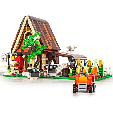 SEMKY City Series Farm House Building Blocks Set with LED Lights, (610Pieces) Creative Farm House Model Gifts for Kid and Adult Cover